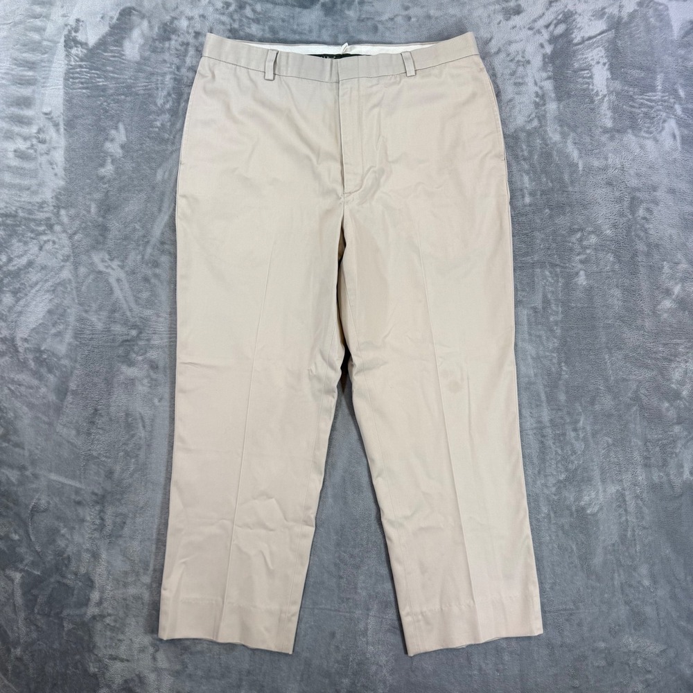 Vintage LL Bean Chino Trousers Mens Size 36x30 Khaki Beige‎ Flat Front
